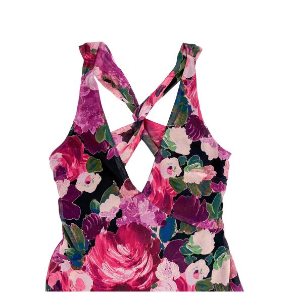 NWT Lulus Floral Halter Midi Dress Sz S Pink Romantic Prom HOCO Wedding Chiffon - Picture 3 of 9